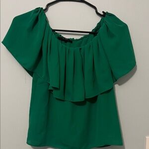 Olivaceous Vibrant Green Off the shoulder Blouse
